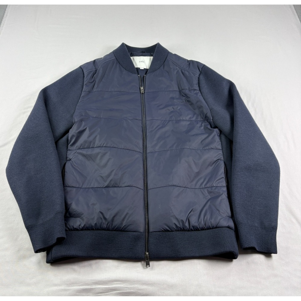 Arne Jacket‎ Mens Large Blue Bomber Full Zip Casual Long Sleeve